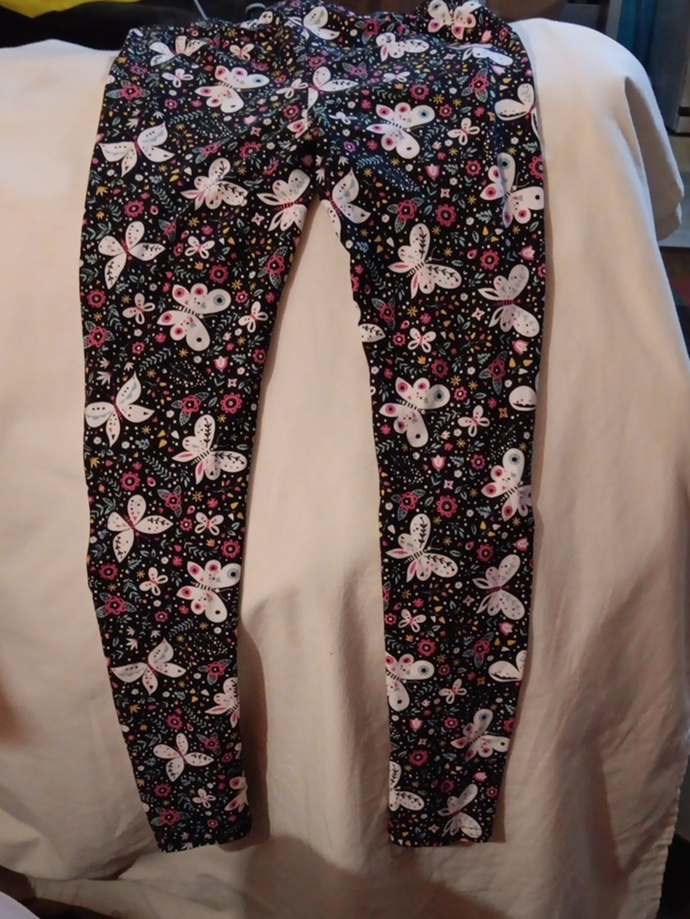 Bobbie Brooks Black Butterfly Print Kids Leggings with Pink Accents